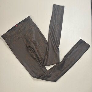 SPANX Faux Leather Brown Snake Skin Leggings XS